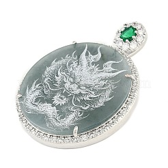 Natürlicher Jadeit geschnitzte flache runde Anhänger&nbsp;G-F768-04-1