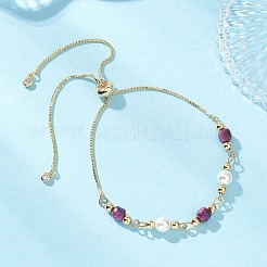 Armbänder aus gefärbten und erhitzten natürlichen Tigeraugenwürfeln und Muschelperlen&nbsp;BJEW-JB12907-02