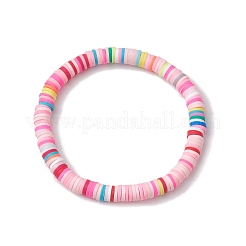 Set di braccialetti elasticizzati con perline con disco in argilla polimerica da 3 pz e 3 colori&nbsp;BJEW-JB10441-01