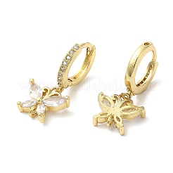 Pendientes colgantes de mariposa de latón chapado en bastidor con circonita cúbica&nbsp;EJEW-D061-59G