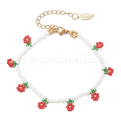 Armbänder mit floralen Glasperlen für Damen&nbsp;BJEW-MZ00306