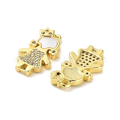 Messing Micro Pave klare Zirkonia Prinzessin Verbindungsstück Charms&nbsp;KK-K365-15A-G