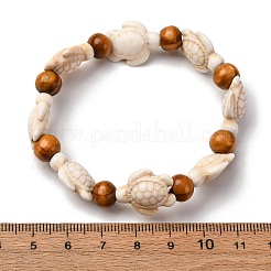 Stretch-Armbänder aus synthetischem Türkis mit Meeresschildkröte&nbsp;BJEW-JB10253