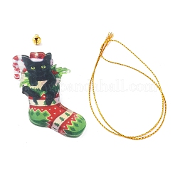 Décoration de pendentif en acrylique en forme de chat de noël&nbsp;HJEW-E007-01G-05