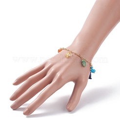 Pulsera y collar con dijes de piedras preciosas mixtas naturales y sintéticas&nbsp;SJEW-JS01234