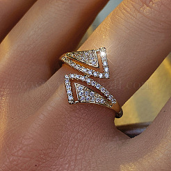 Messing Micro Pave klare Zirkonia Manschette offene Ringe&nbsp;WGDB0C2-02