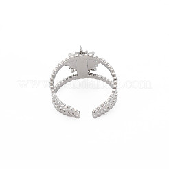 201 Edelstahl offener Manschettenfingerring Emaillefassungen&nbsp;STAS-S119-159B-P