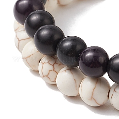 2 Stück 2 Farben gefärbte synthetische türkisfarbene Perlen-Stretch-Armbänder für Frauen und Männer&nbsp;BJEW-JB11551