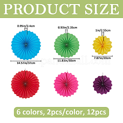 12 pièce de 6 styles de décorations suspendues en forme de fleur en éventail en papier&nbsp;AJEW-FH0007-37