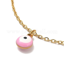 Tobillera con dijes de acero inoxidable 304 y circonita cúbica con ojo malvado de esmalte&nbsp;AJEW-C021-16G