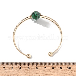 Brazaletes tipo brazalete hexagonales de malaquita sintética envueltos en alambre de latón para mujer&nbsp;BJEW-L719-01G-06-1