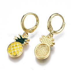 Aretes tipo argolla de latón y esmalte&nbsp;EJEW-T014-24G-NF