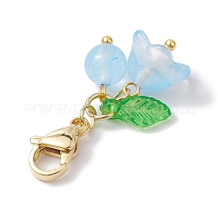 Blumenglas & natürliche & gefärbte malaysische Jade Anhänger Dekoration&nbsp;HJEW-JM01985-01