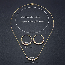 Collane con ciondolo in perline rotonde sfaccettate in ottone e orecchini a cerchio per donna&nbsp;FS-WG48F31-01