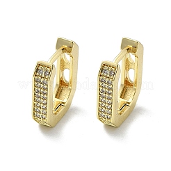 Orecchini a cerchio in ottone ovale con micro pavé di zirconi cubici trasparenti&nbsp;EJEW-D311-047G