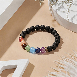 1 Stück Yoga-Chakra-Schmuck-Stretch-Armbänder&nbsp;BJEW-DJ0001-35B