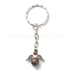 Llavero con colgante de ángel con cuentas de piedras preciosas naturales&nbsp;KEYC-JKC00387