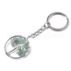 Porte-clés chakra puces d'aventurine verte naturelle&nbsp;G-N0326-003F