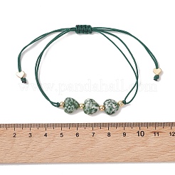 Armbänder aus geflochtenen Perlen in Herzform aus Natursteinen&nbsp;BJEW-JB13527