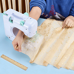 Tela de poliéster con estampado de estrellas y estampado dorado de 2 m&nbsp;AJEW-WH0061-035B