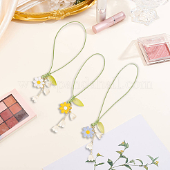 3 pieza de 3 colores de flores y hojas de aleación de zinc esmaltado con decoraciones colgantes de resina&nbsp;AJEW-DJ0003-30