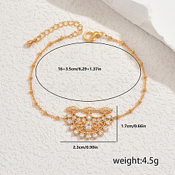 Bracciali in ottone con micro pavé di zirconi cubici trasparenti e maglie a forma di fiore&nbsp;NB2954