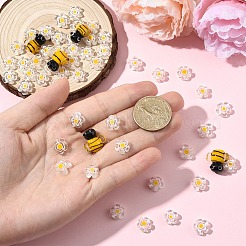 5 Stück handgefertigte 3D-Bienen-Bunte Malerei-Perlen & 50 Stück Blumen-Millefiori-Glasperlen-Sets&nbsp;LAMP-YW0001-63