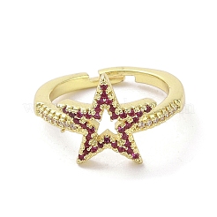 Anelli regolabili in ottone con pavé di zirconi cubici&nbsp;RJEW-M170-24G