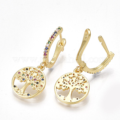 Orecchini a cerchio in ottone zirconi con micro pavé di ottone&nbsp;EJEW-S201-70