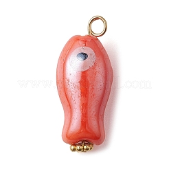 Anhänger aus glasiertem Porzellan in Fischform mit Symbol des bösen Blicks&nbsp;PALLOY-JF02166