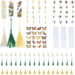 Kits de fabrication de marque-pages rectangulaires vierges en acrylique avec pompon en polyester&nbsp;DIY-YW0010-86A