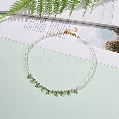 Collier à breloque feuille acrylique avec perle d'imitation perlée pour femme&nbsp;NJEW-JN04138