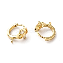 Reperti per orecchini a cerchio in zircone chiaro con micro pavé di ottone&nbsp;ZIRC-Q201-14G