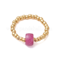 Anillos de cuentas de vidrio y jade blanco natural.&nbsp;RJEW-JR00729