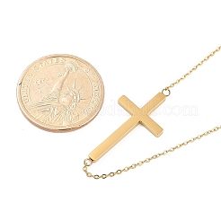 Ionenbeschichtung (IP) 304 Edelstahl Religion Kreuz Anhänger Kabel Kette Halsketten für Frauen&nbsp;NJEW-P320-07G