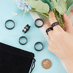 14 Stück Set aus geriffelten Fingerringen aus Edelstahl in 7 Größen&nbsp;RJEW-UN0002-71EB