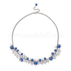 Colliers à chaîne rolo en acier inoxydable 304 avec perles de verre rondes&nbsp;NJEW-JN05359-01
