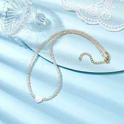 Glasperlen mit Muschelherzketten&nbsp;NJEW-JN04681-03