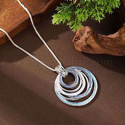 Colliers pendentifs en alliage de zinc et émail à anneaux multiples pour femmes&nbsp;FS-WG47317-03