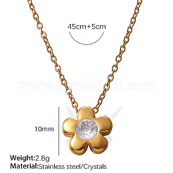 Collane con ciondolo a forma di fiore a 5 petalo in acciaio inossidabile 304 con zirconi cubici per donna&nbsp;WG0ADB5-02