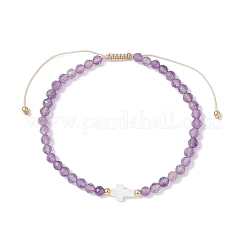 Braccialetti di perline intrecciate con ametista naturale per donna&nbsp;BJEW-JB12211-02