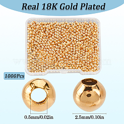 Perles d'espacement rondes en laiton plaquées sous vide et plaquées PVD&nbsp;FIND-SP0002-24B