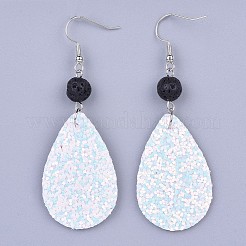 Orecchini pendenti in pelle sintetica con paillettes&nbsp;EJEW-JE03158-06