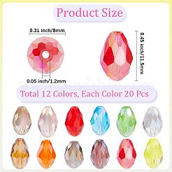 240 Stück 12 Farben transparente Galvanik-Glasperlenstränge&nbsp;EGLA-PA0001-05