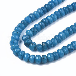 Perles de jade blanches naturelles teintes rondelles facettées&nbsp;X-G-R343-6x8-02