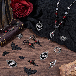 32 stücke 8 arten gothic halloween thema legierung emaille anhänger&nbsp;FIND-BM0001-20