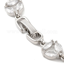Bracciale a catena a maglie tonde piatte con zirconi trasparenti&nbsp;BJEW-M296-06P