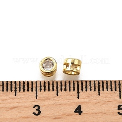 Flache runde Messing-Micro-Pave-Schlittenanhänger mit klarem Zirkonia&nbsp;KK-C106-11G