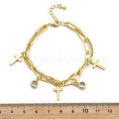 Messing-Charm-Armbänder mit Mikropflaster und klarem Zirkonia&nbsp;BJEW-U020-16G