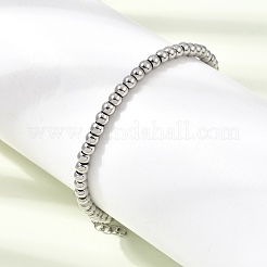 4 mm runde Armbänder aus Edelstahlperlen (304) für Damen und Herren&nbsp;SA-CBAB767-15P
